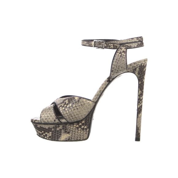 Saint Laurent Python Embossed Leather Bianca Platforms - 38 - Beige - Picture 1 of 5